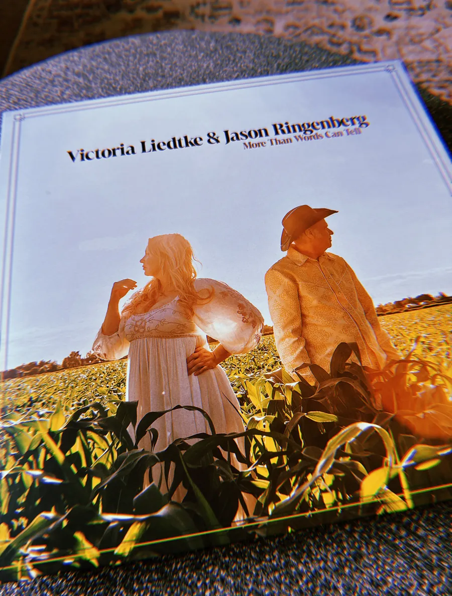 The vinyl sleeve of More Than Words Can Tell by Victoria Liedtke and Jason Ringenberg